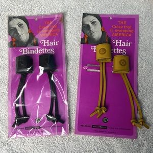 Vintage Leather Ponytail Holder Hair Cuff 70’s Hippy Bindettes Wraps
